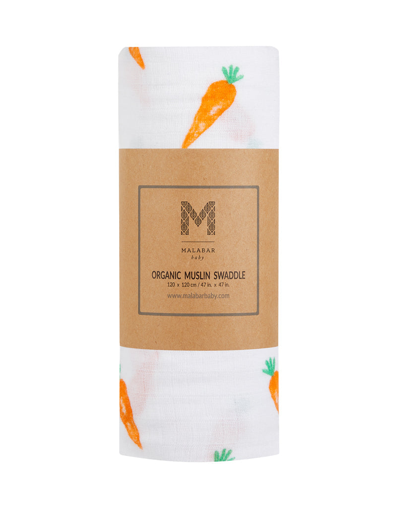 Organic Swaddle - Carrot Swaddles & Blankets Malabar Baby   