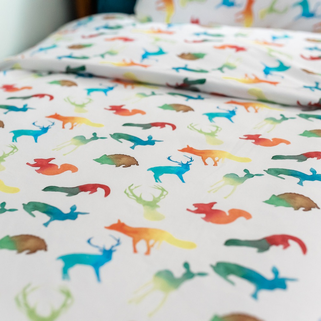 Colourful Animals Organic Cotton Toddler Duvet Cover and Pillow Case Set Toddler Duvet Cover Set The Gilded Bird   