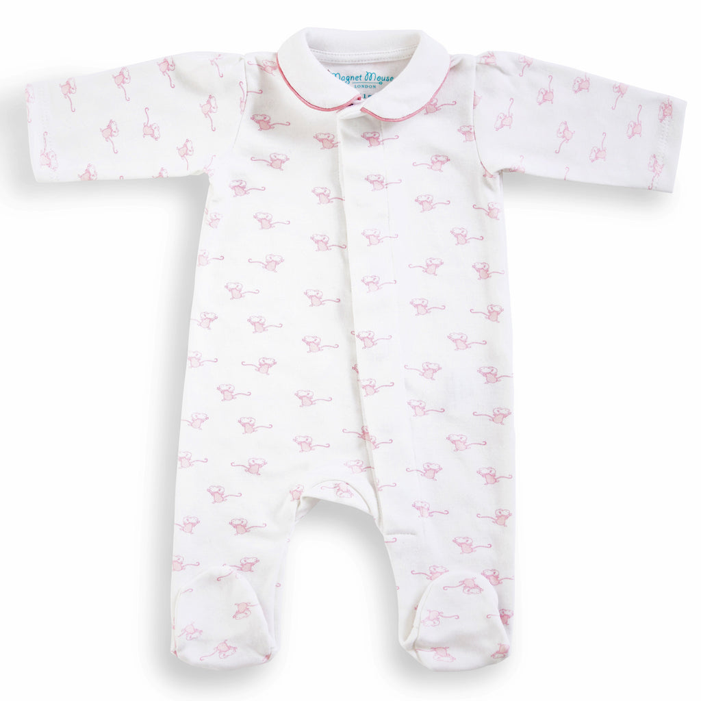 Pink Mouse: Cotton Onesie Babygrow Magnet Mouse   