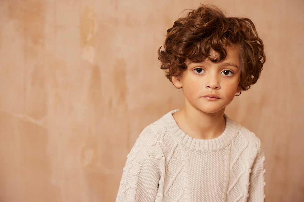 AW24 Cable Popcorn Jumper | Chalk Jumper MIKA & MILO   