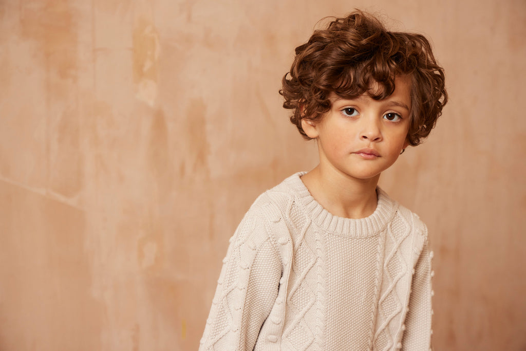 AW24 Cable Popcorn Jumper | Chalk Jumper MIKA & MILO   