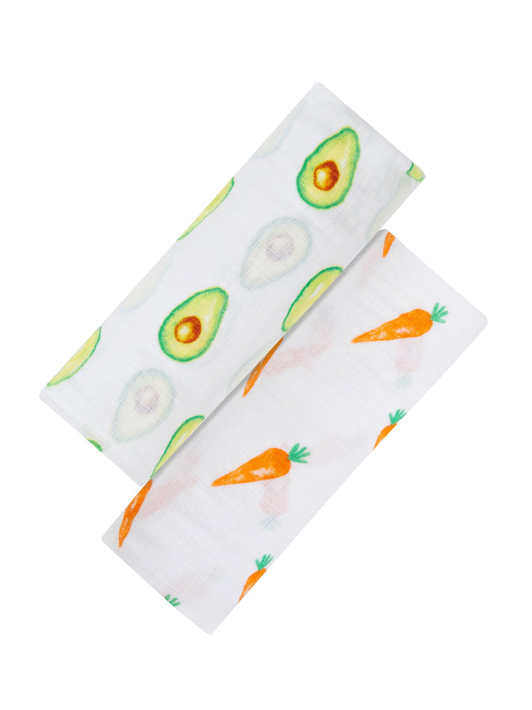 Organic Swaddle Set - First Foods (Avocado & Carrot) Swaddles & Blankets Malabar Baby   