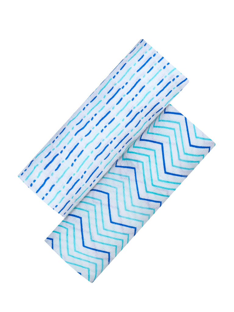 Organic Swaddle Set - Shades of Blue (Chevron & Dotty) Swaddles & Blankets Malabar Baby   