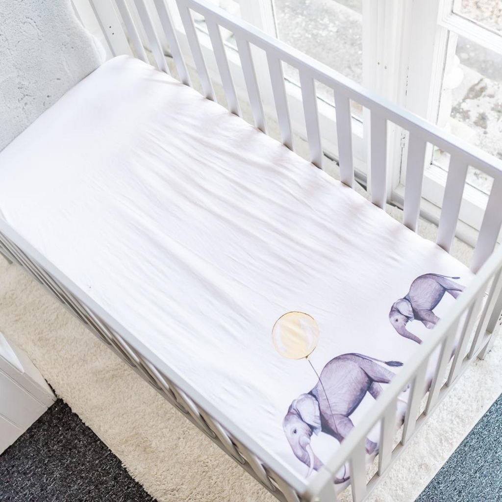 Elephant Parade Fitted Crib Sheet Fitted Cot Sheet The Gilded Bird   