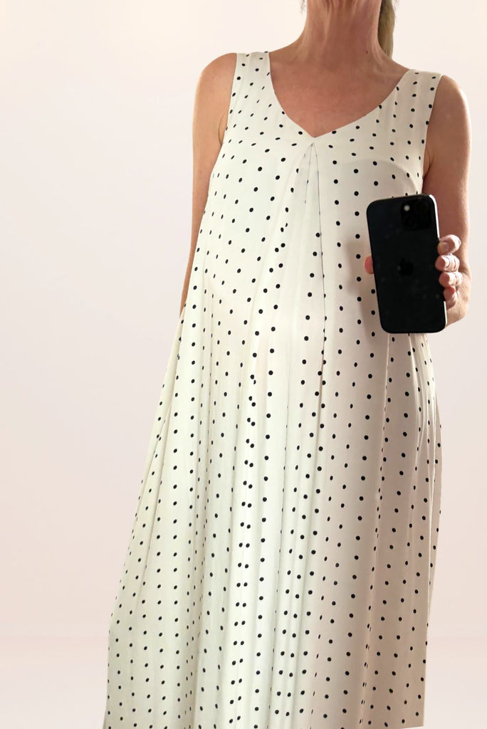 Ivory Dotty A-Line Dress Maternity Dress CARI   