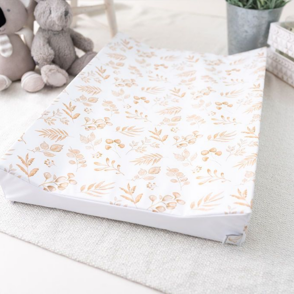 Lovely Leaves Beige Wedge Mat Wedge Changing Mat The Gilded Bird UK   