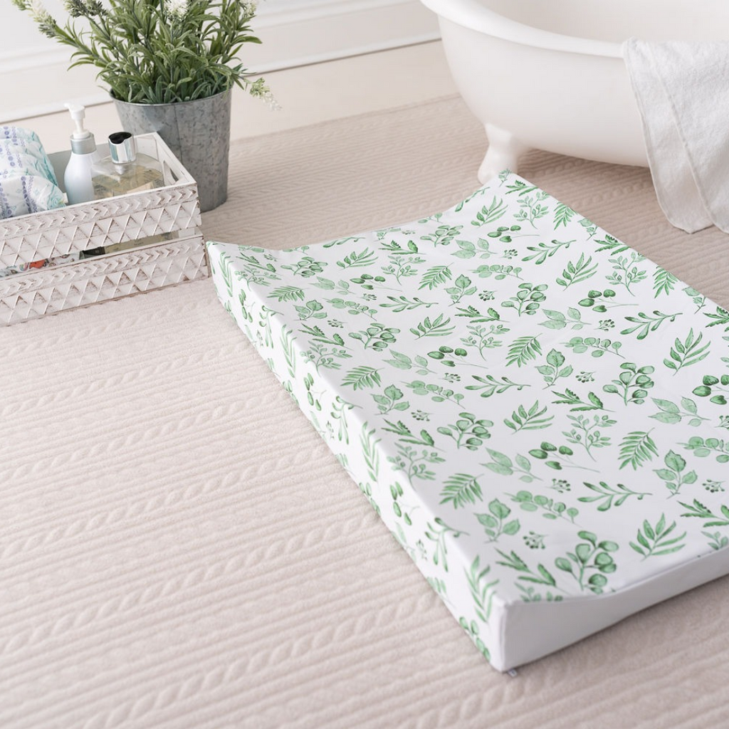 Lovely Leaves Green Wedge Mat Wedge Changing Mat The Gilded Bird UK   