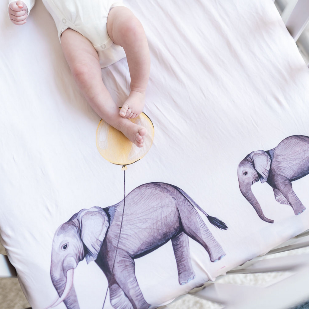 Elephant Parade Fitted Crib Sheet Fitted Cot Sheet The Gilded Bird   