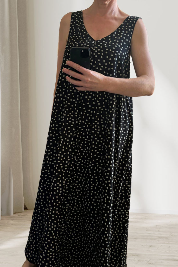 Black & White Polka Dot A-Line Dress Maternity Dress CARI   