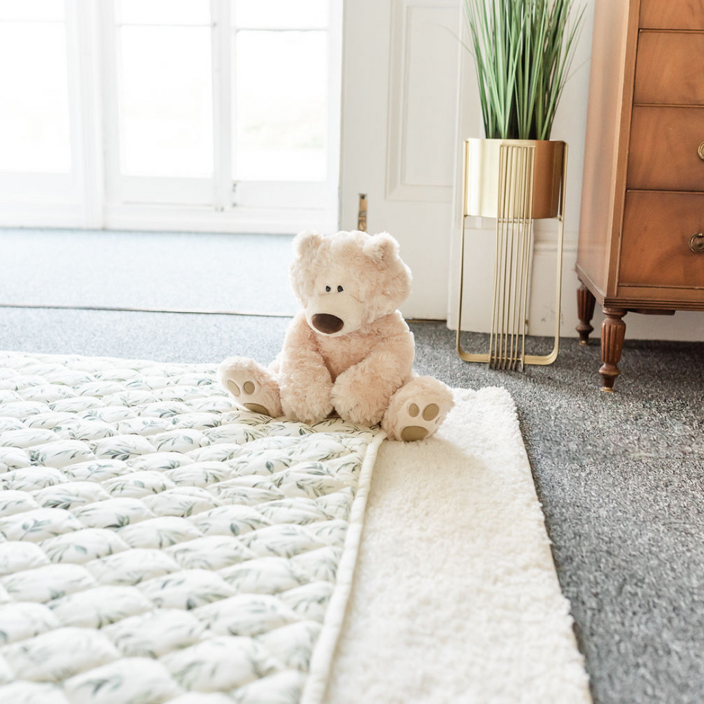 Linen Leaves Green Quilted Playmat Quilted Playmat The Gilded Bird   