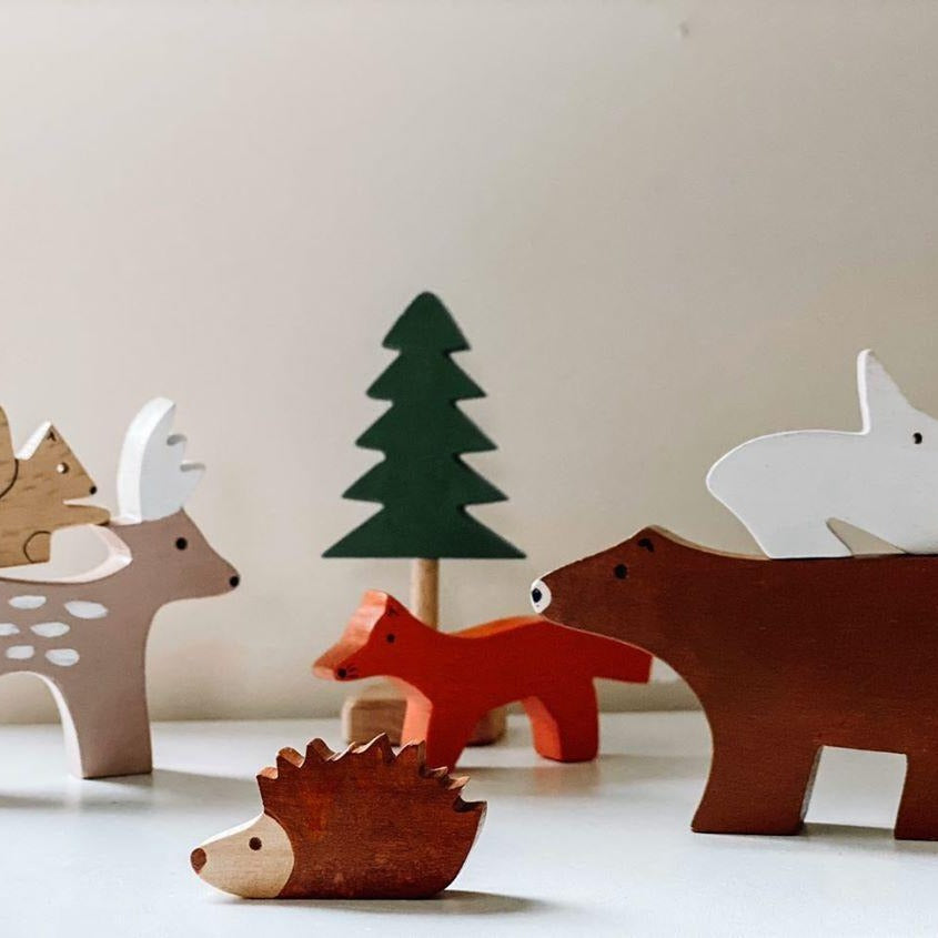 Woodland Friends Set Of 7 Wooden Toy Animals  Something a bit Different   