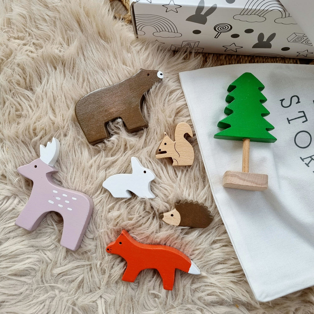 Woodland Friends Set Of 7 Wooden Toy Animals  Something a bit Different   