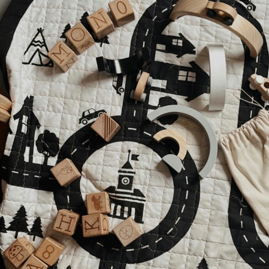 Little Stories Little Town Reversible Pullaway Mono Play Mat  Something a bit Different   