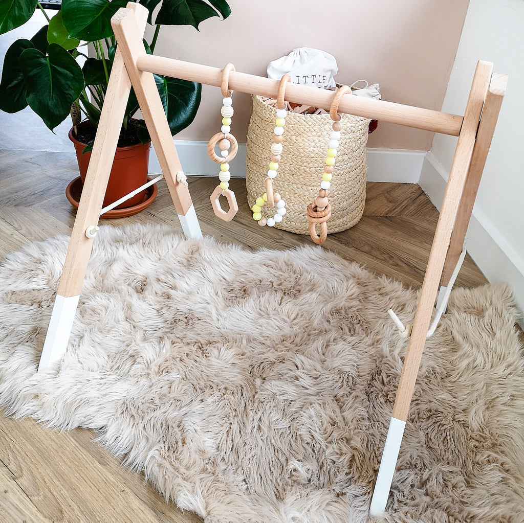 Premium Beech Wood Play Gym With Grey Charm  Something a bit Different   