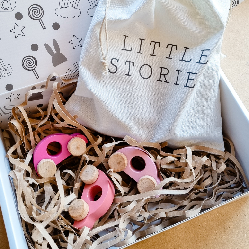 Set Of 3 Pink Wooden Toy Cars  Something a bit Different   