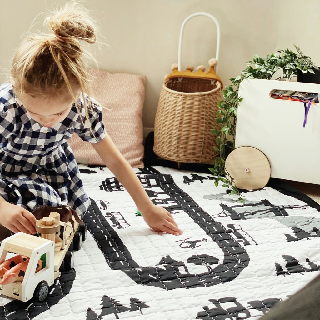 Little Stories Little Town Reversible Pullaway Mono Play Mat  Something a bit Different   