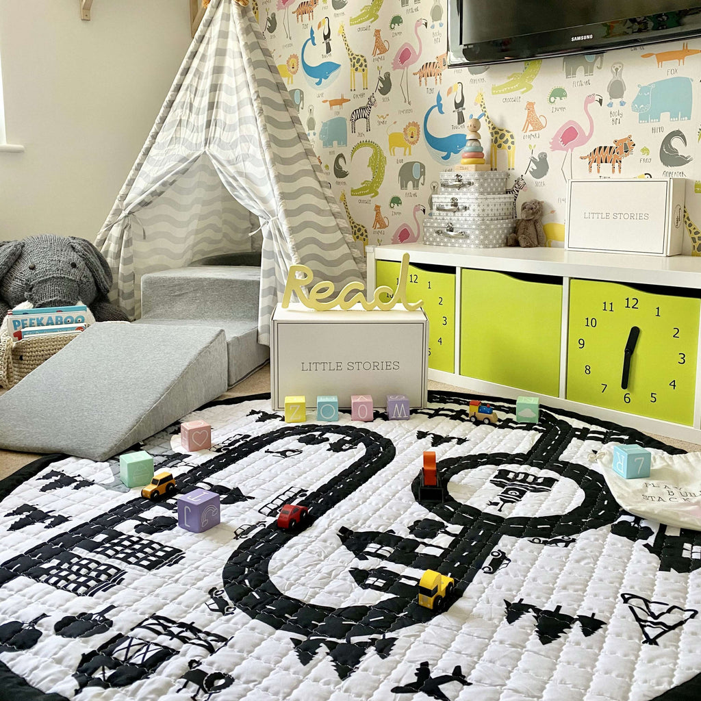 Little Stories Little Town Reversible Pullaway Mono Play Mat  Something a bit Different   