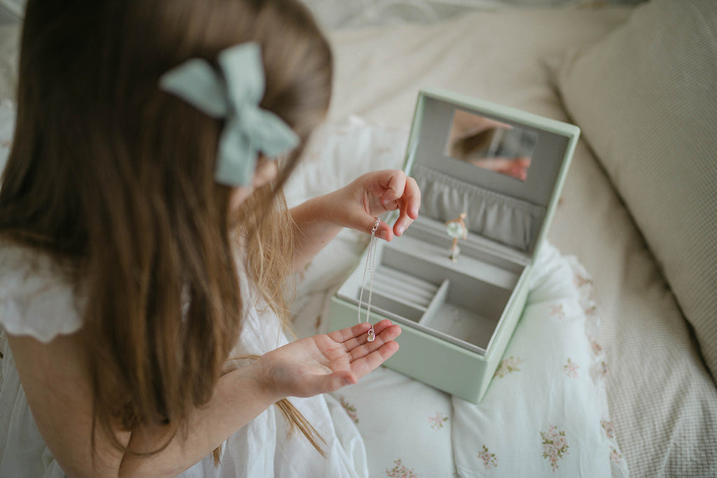 Musical Jewellery Box in Sage Green Jewellery meminio   