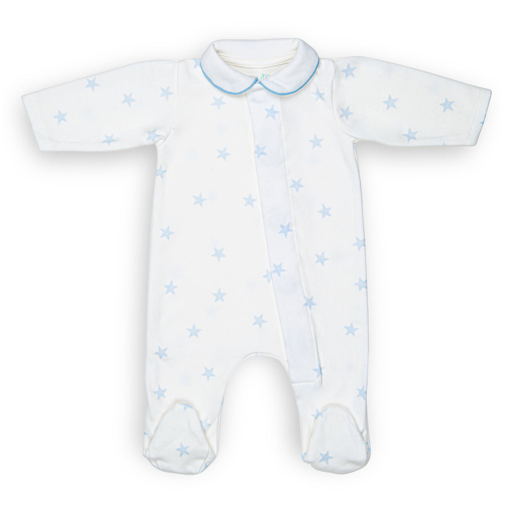 Star Print Cotton Onesie in Cloud Blue Babygrow Magnet Mouse   