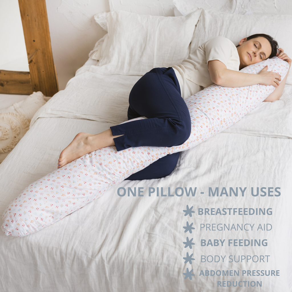 Nursing and Pregnancy Pillow in C-Shape With Organic Cover and Natural Kapok Filling in Milk White body pillow minicamp   