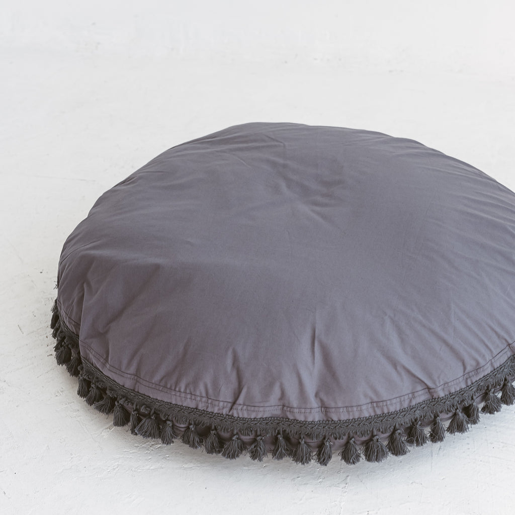 MINICAMP Large Floor Cushion With Tassels in Grey  minicamp   