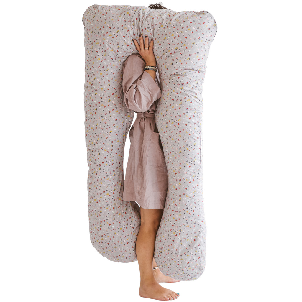 MINICAMP U Shape Body Pillow for Sleeping With Organic Cotton Cover in Grey  minicamp   