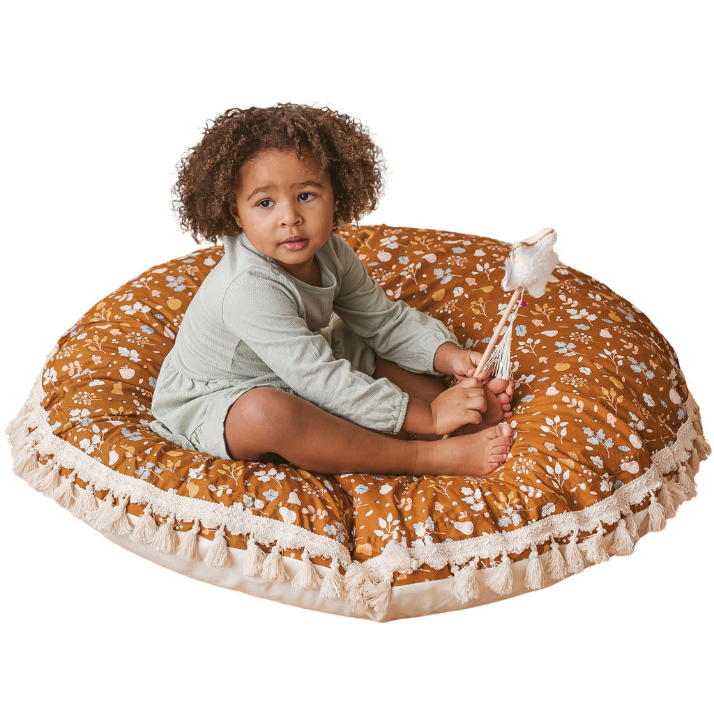 MINICAMP Kids Floor Cushion Seating Pouffe in Plant Pattern Floor pillow minicamp   