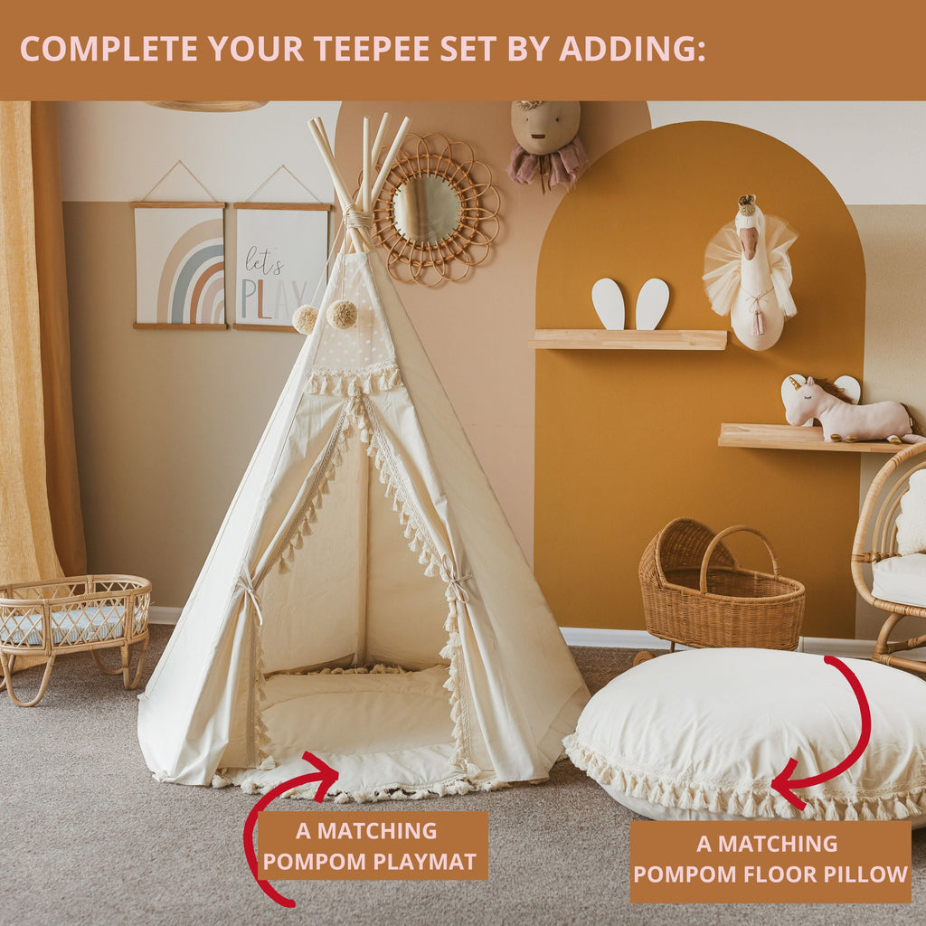 MINICAMP Boho Kids Teepee With Tassels Teepee minicamp   