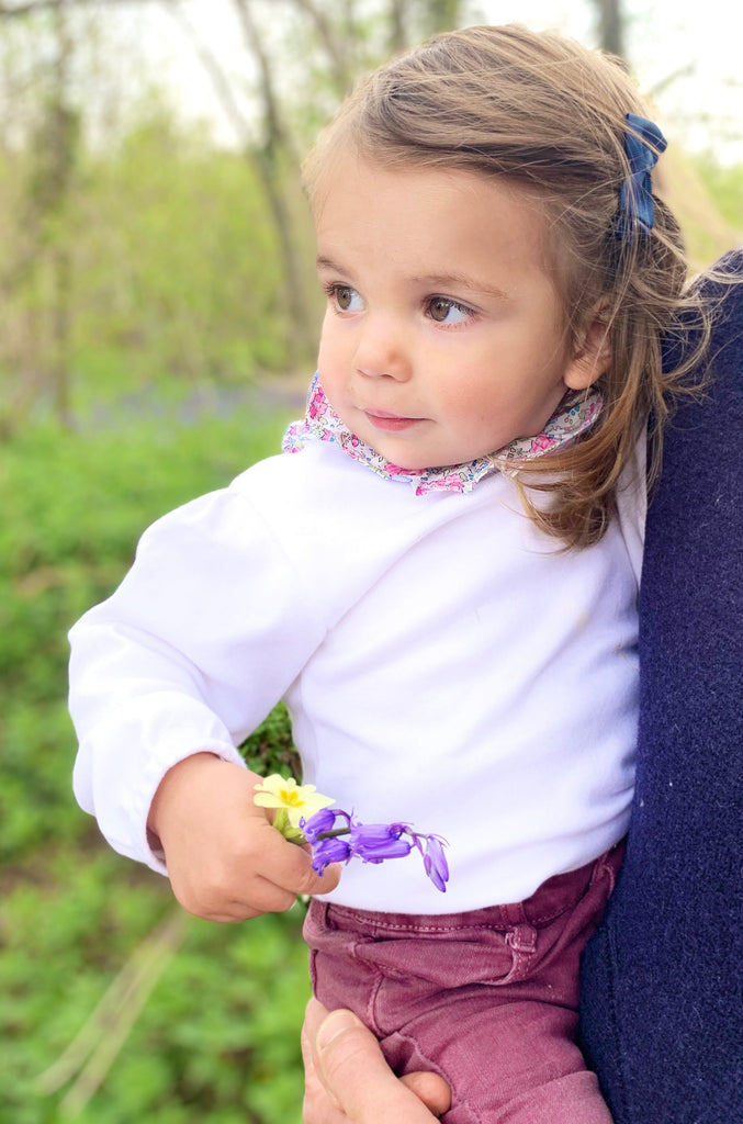 Long Sleeve Top With Liberty Fabric Collar - Pink Baby & Toddler Magnet Mouse   