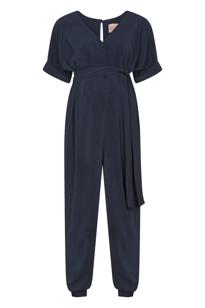 Navy Maternity and Breastfeeding Jumpsuit Maternity Jumpsuit CARI   