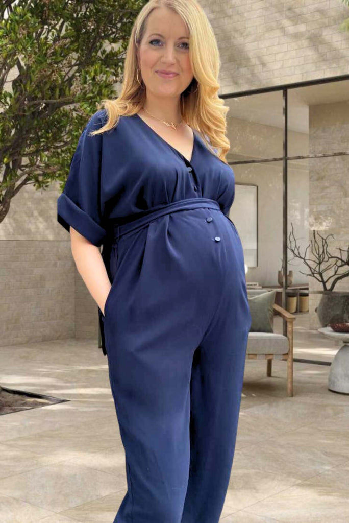 Navy Maternity and Breastfeeding Jumpsuit Maternity Jumpsuit CARI   