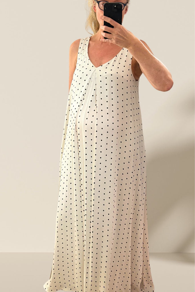 Ivory Dotty A-Line Dress Maternity Dress CARI   