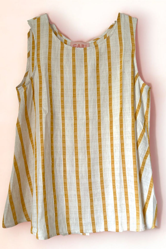 A-Line Sleeveless Top in Ochre Stripes Maternity Tops CARI   