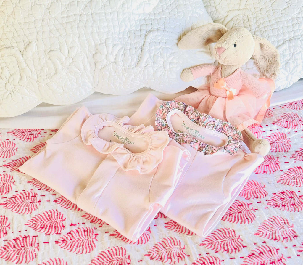 Baby Pink Liberty Michelle Ruffle Collar Onesie Babygrow Magnet Mouse   