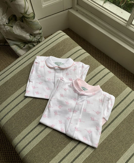 Pink Mouse Romper: Without Feet Babygrow Magnet Mouse   