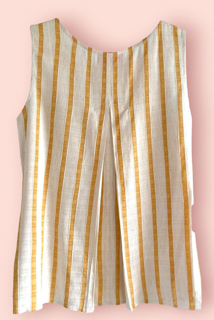 A-Line Sleeveless Top in Ochre Stripes Maternity Tops CARI   