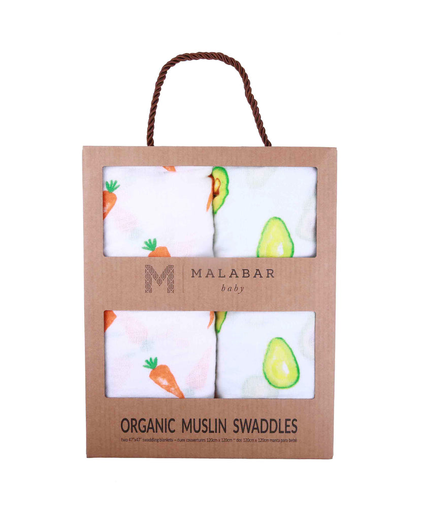 Organic Swaddle Set - First Foods (Avocado & Carrot) Swaddles & Blankets Malabar Baby   