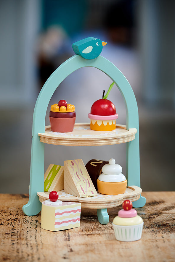 Birdie Afternoon Tea Stand Wooden pretend play Tender Leaf Toys   