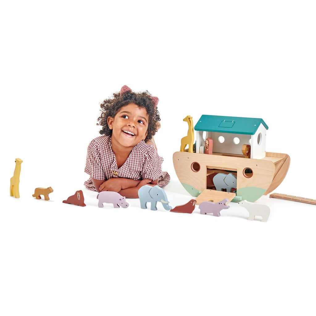 Noah's Wooden Ark wooden animals Tender Leaf Toys   