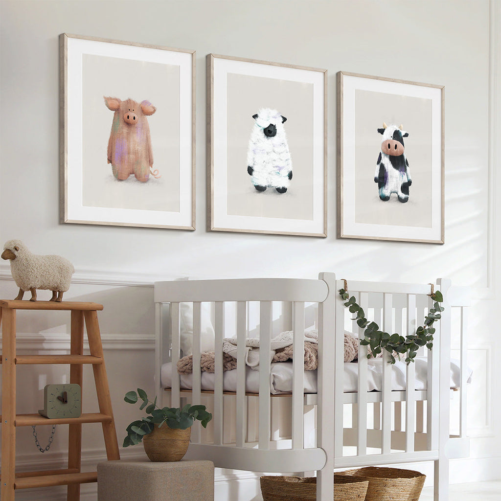 Farmyard Animals Nursery Prints Set of 3  Tigercub Prints   