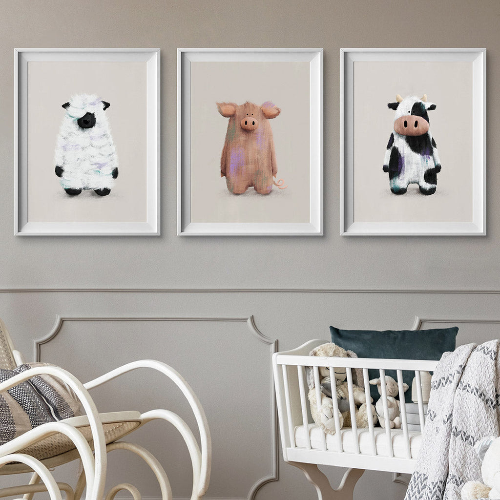 Farmyard Animals Nursery Prints Set of 3  Tigercub Prints   