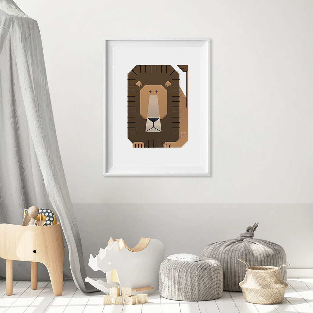 Minimal Lion Safari Nursery Print Single Prints Tigercub Prints   