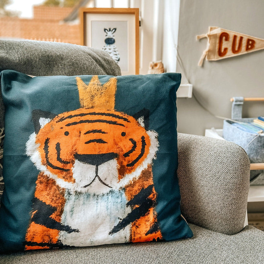 Jungle Tiger Nursery Cushion Cover (Green) Cushion Covers Tigercub Prints   