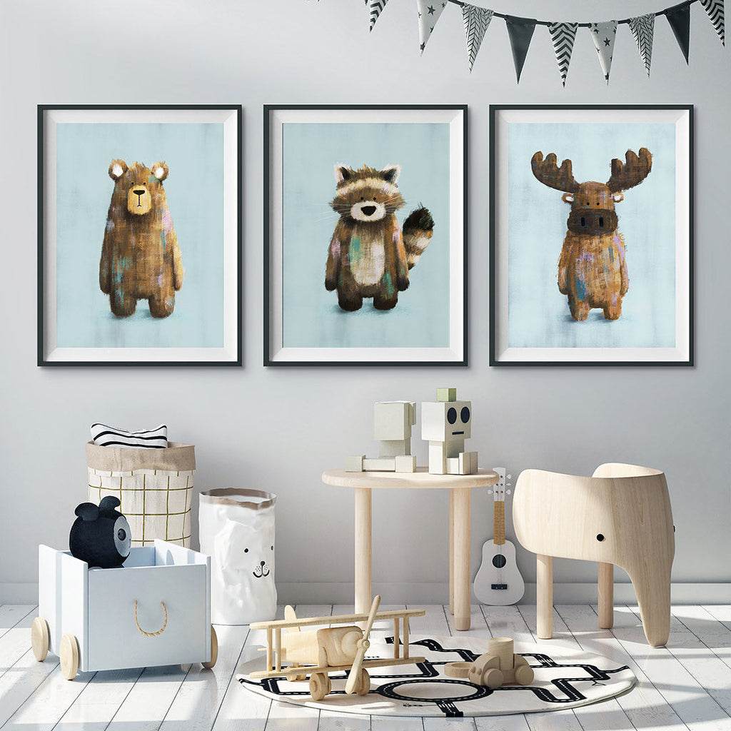 Woodland Animals Nursery Prints Set of 3  Tigercub Prints   