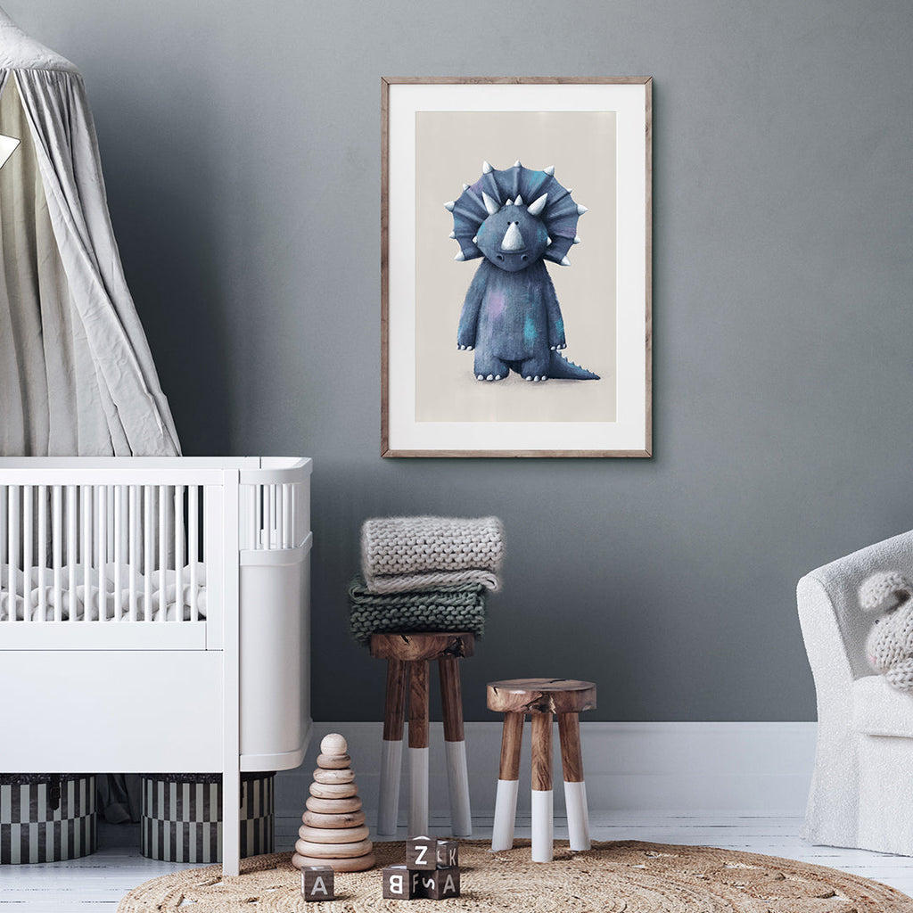 Triceratops Dinosaur Nursery Print  Tigercub Prints   