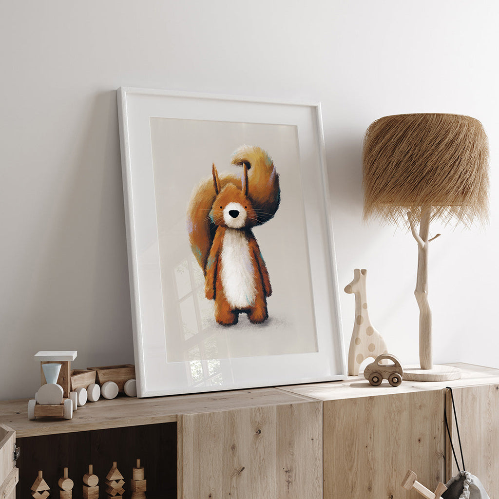 Woodland Squirrel Childrens Nursery Print Single Prints Tigercub Prints   