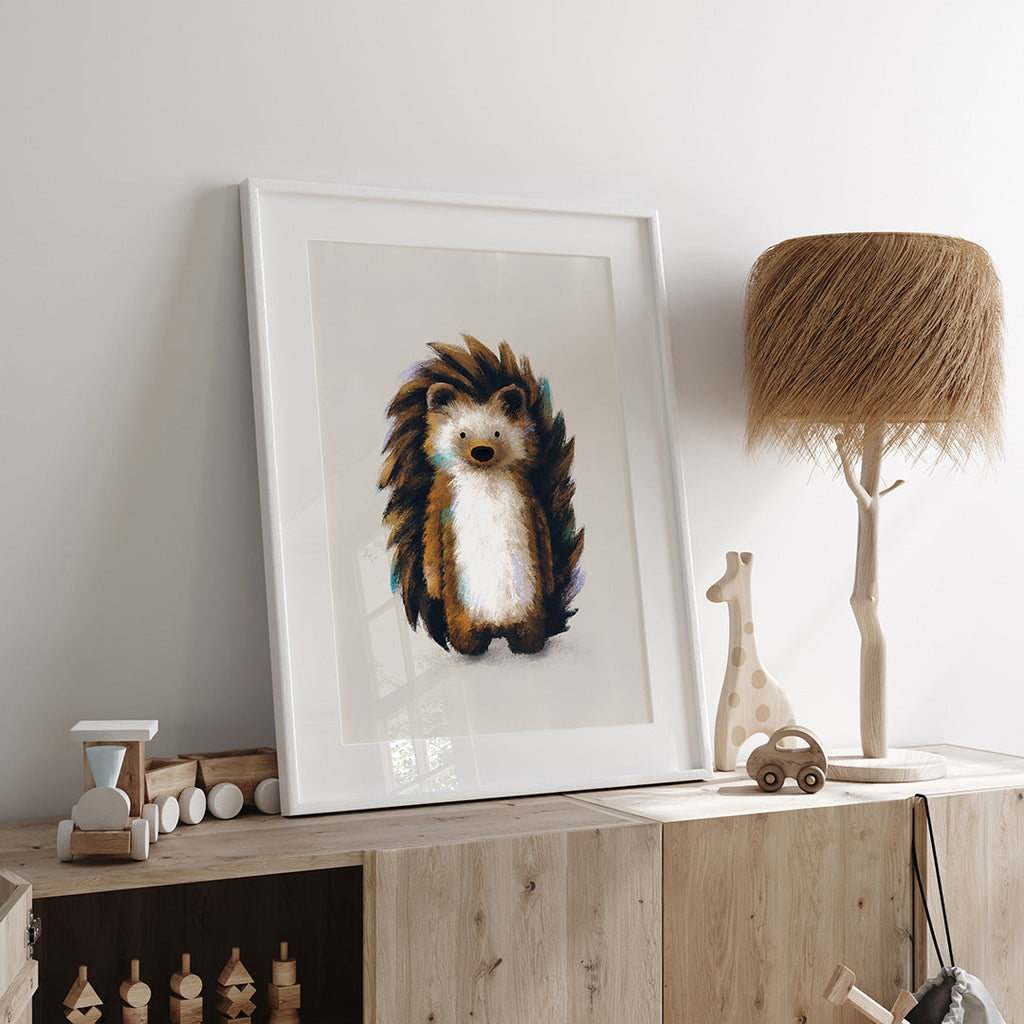 Woodland Hedgehog Childrens Nursery Print Single Prints Tigercub Prints   