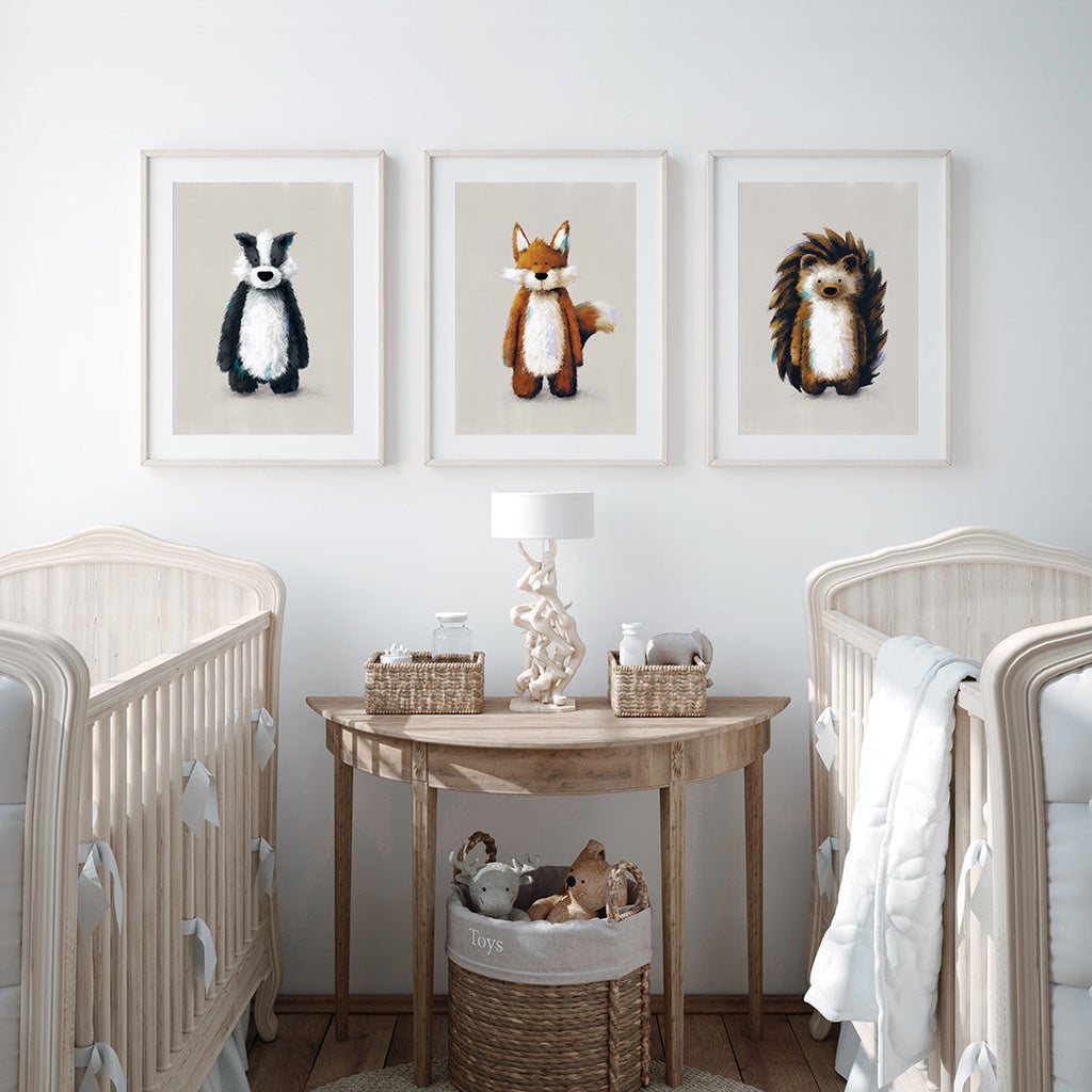 Woodland Animals Nursery Prints Set of 3 Print Sets Tigercub Prints   