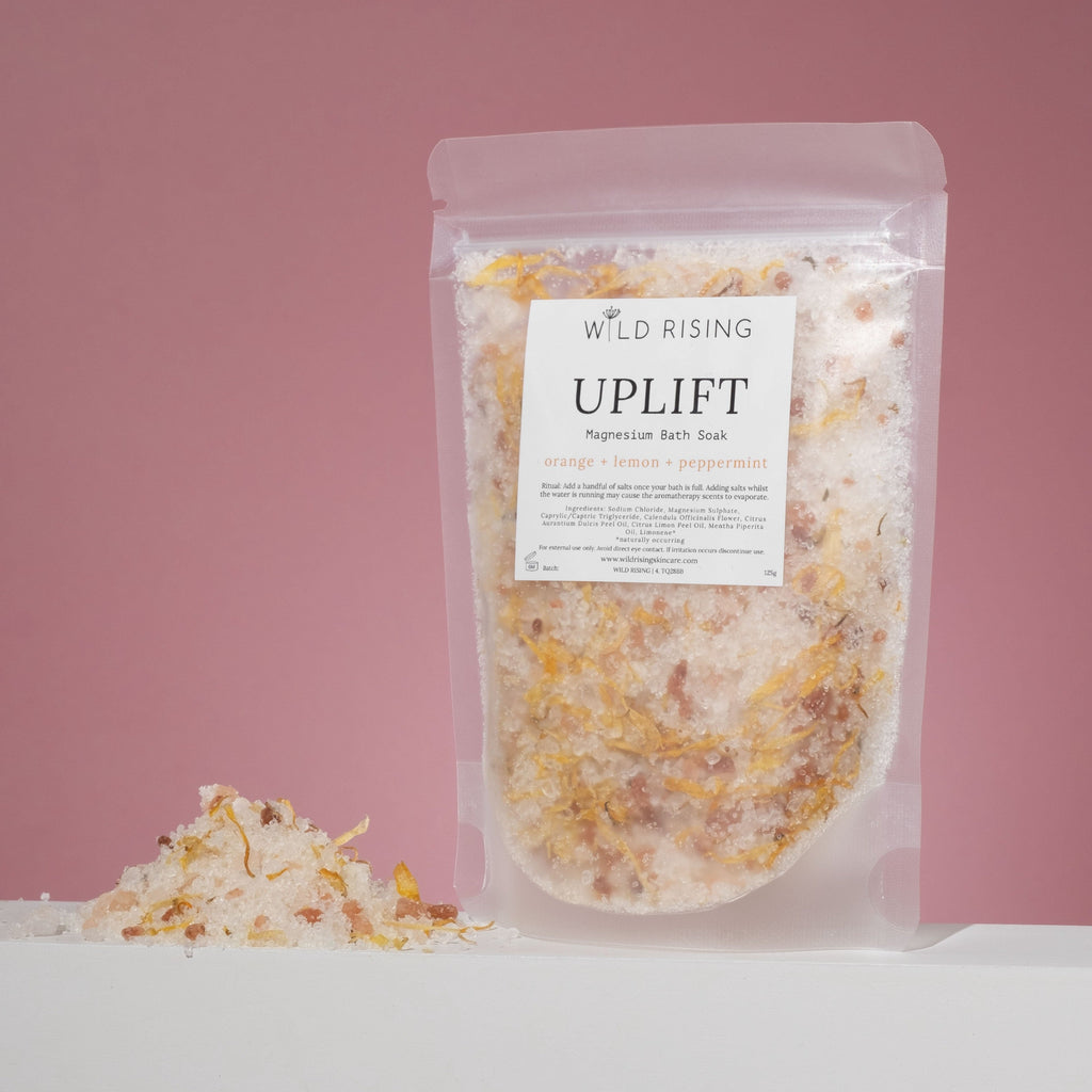 Uplift - Orange, Lemon and Peppermint Bath Salts 125g  Wild Rising Skincare   