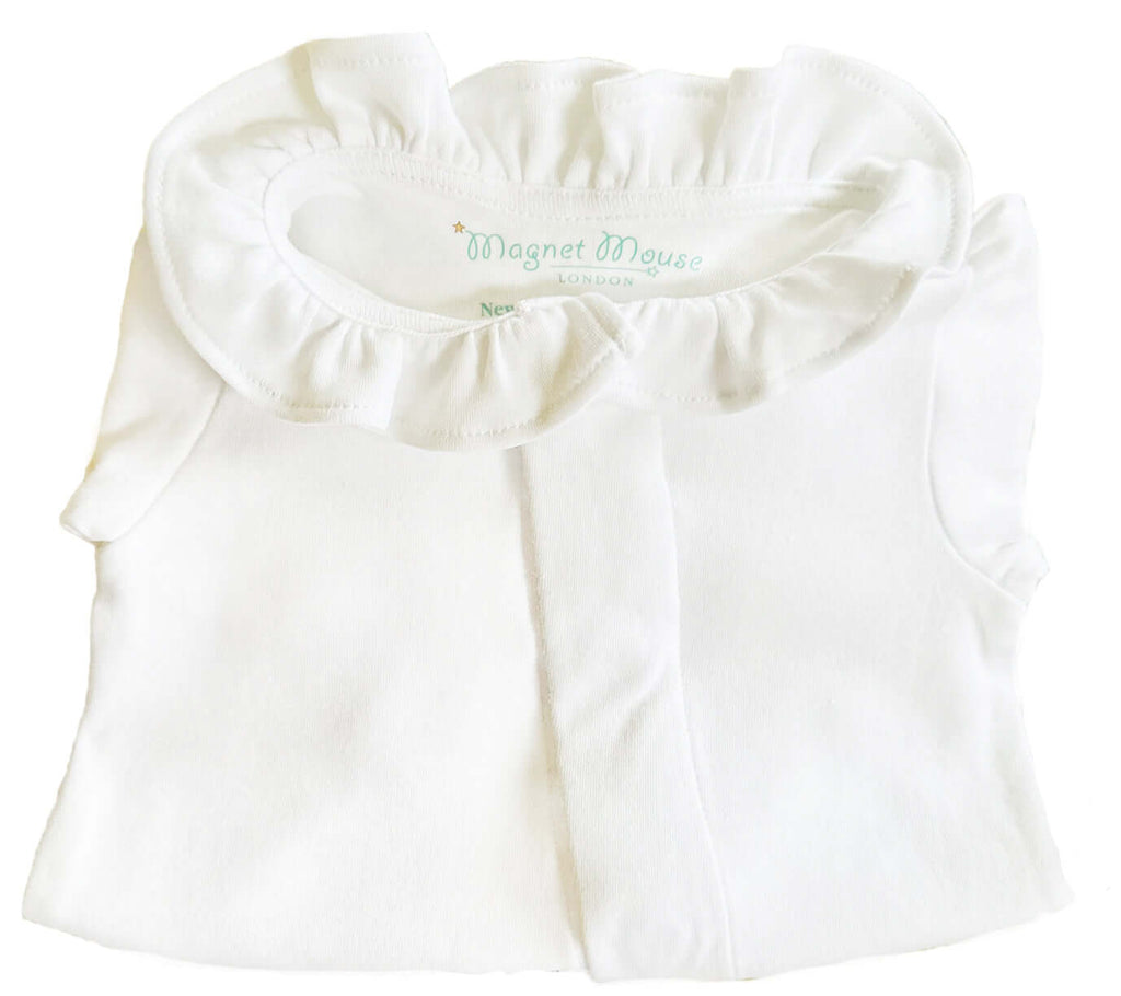 Classic Every Day White Ruffle Onesie Babygrow Magnet Mouse 1m  